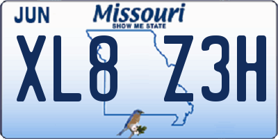 MO license plate XL8Z3H