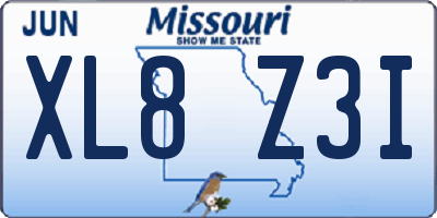 MO license plate XL8Z3I