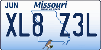 MO license plate XL8Z3L
