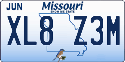 MO license plate XL8Z3M