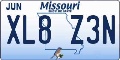 MO license plate XL8Z3N