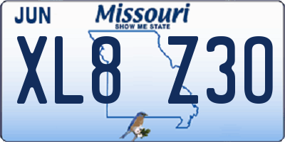 MO license plate XL8Z3O