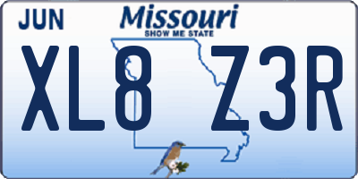 MO license plate XL8Z3R