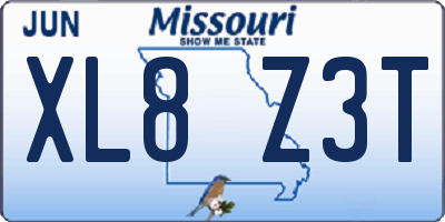 MO license plate XL8Z3T