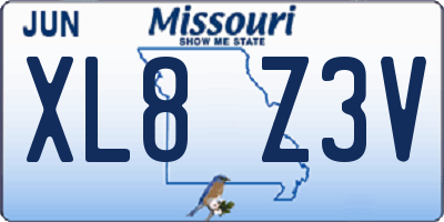 MO license plate XL8Z3V