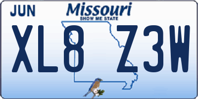 MO license plate XL8Z3W