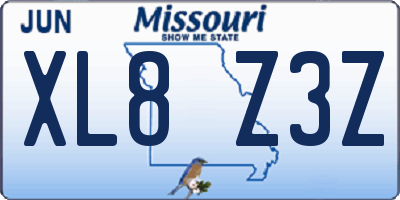 MO license plate XL8Z3Z