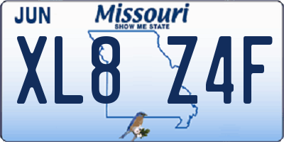 MO license plate XL8Z4F
