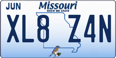 MO license plate XL8Z4N