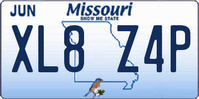 MO license plate XL8Z4P
