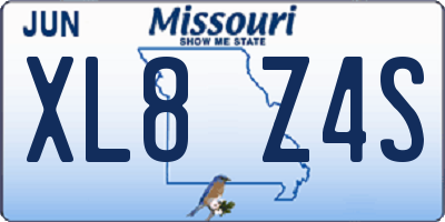 MO license plate XL8Z4S