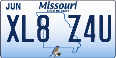 MO license plate XL8Z4U
