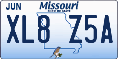 MO license plate XL8Z5A