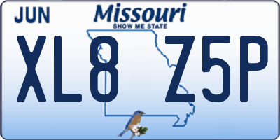 MO license plate XL8Z5P