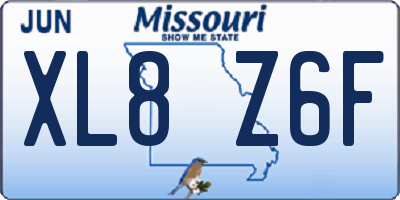 MO license plate XL8Z6F