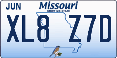 MO license plate XL8Z7D