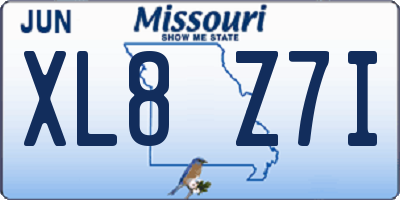 MO license plate XL8Z7I