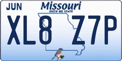 MO license plate XL8Z7P
