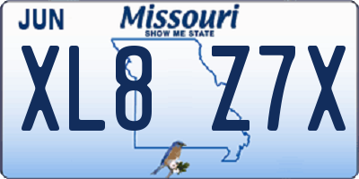 MO license plate XL8Z7X