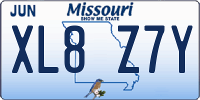 MO license plate XL8Z7Y