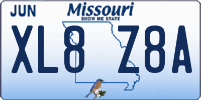 MO license plate XL8Z8A