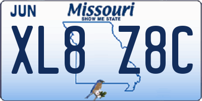 MO license plate XL8Z8C