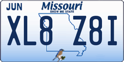 MO license plate XL8Z8I