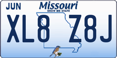 MO license plate XL8Z8J