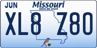 MO license plate XL8Z8O