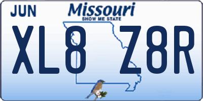 MO license plate XL8Z8R