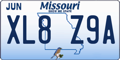 MO license plate XL8Z9A