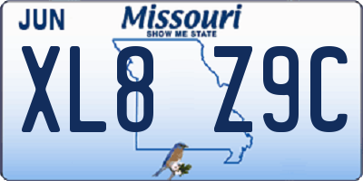 MO license plate XL8Z9C