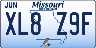 MO license plate XL8Z9F