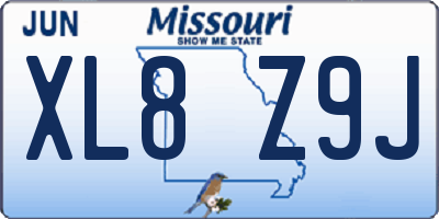 MO license plate XL8Z9J