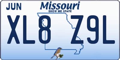 MO license plate XL8Z9L