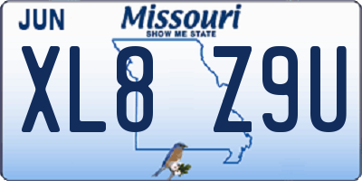 MO license plate XL8Z9U