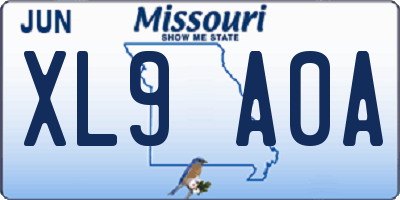 MO license plate XL9A0A