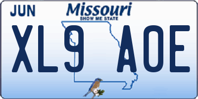 MO license plate XL9A0E
