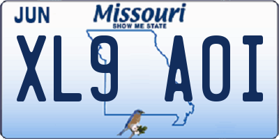 MO license plate XL9A0I