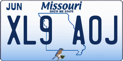 MO license plate XL9A0J
