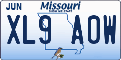 MO license plate XL9A0W