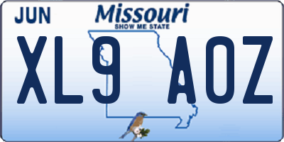 MO license plate XL9A0Z