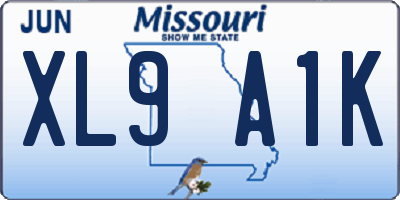 MO license plate XL9A1K