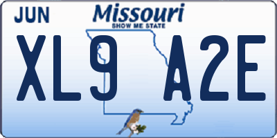 MO license plate XL9A2E