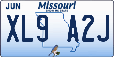 MO license plate XL9A2J