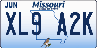 MO license plate XL9A2K