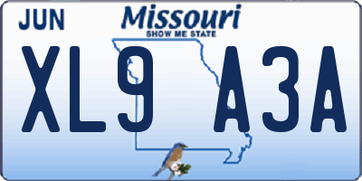 MO license plate XL9A3A