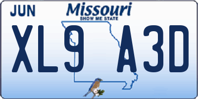 MO license plate XL9A3D