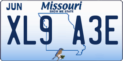 MO license plate XL9A3E