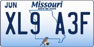 MO license plate XL9A3F